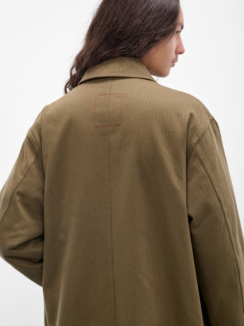 Green Striped Pocket 'Coolly' Coat (UM8523-UW480-ARMY-GREEN)