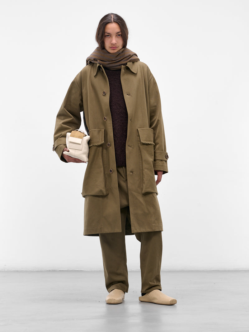 Green Striped Pocket 'Coolly' Coat (UM8523-UW480-ARMY-GREEN)