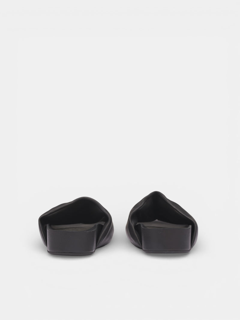 Black Leather Slide Sandals (US9574-UW900-BLACK)