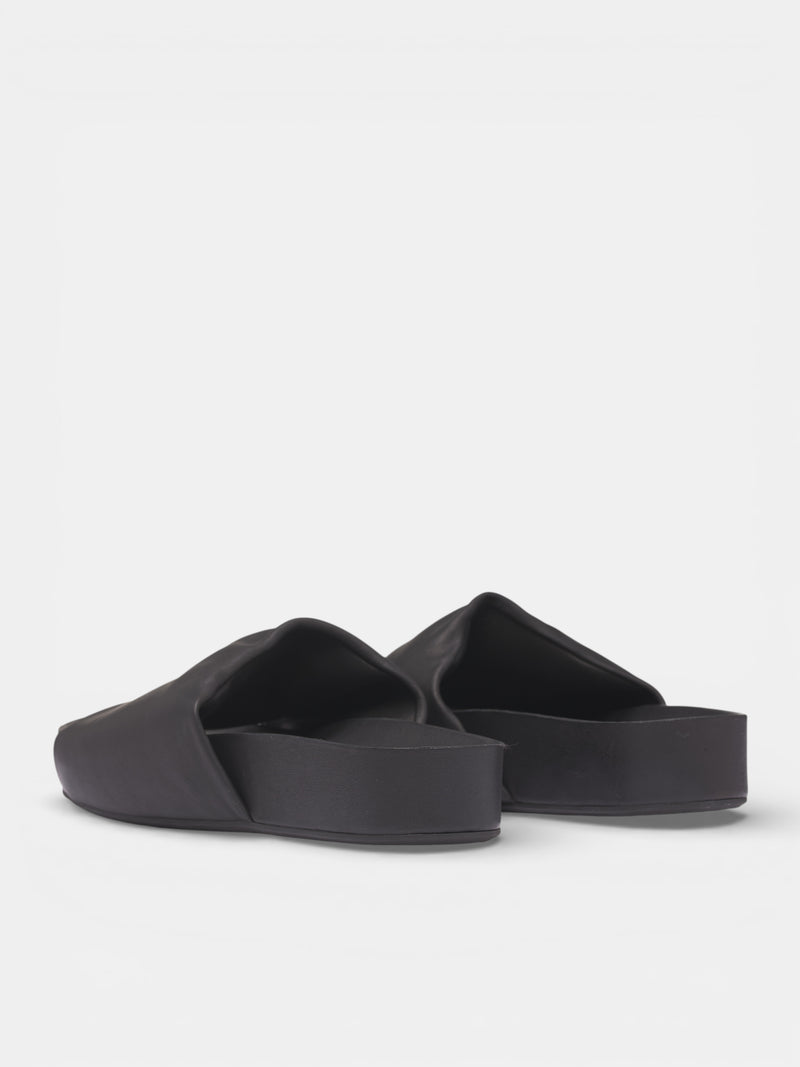 Black Leather Slide Sandals (US9574-UW900-BLACK)