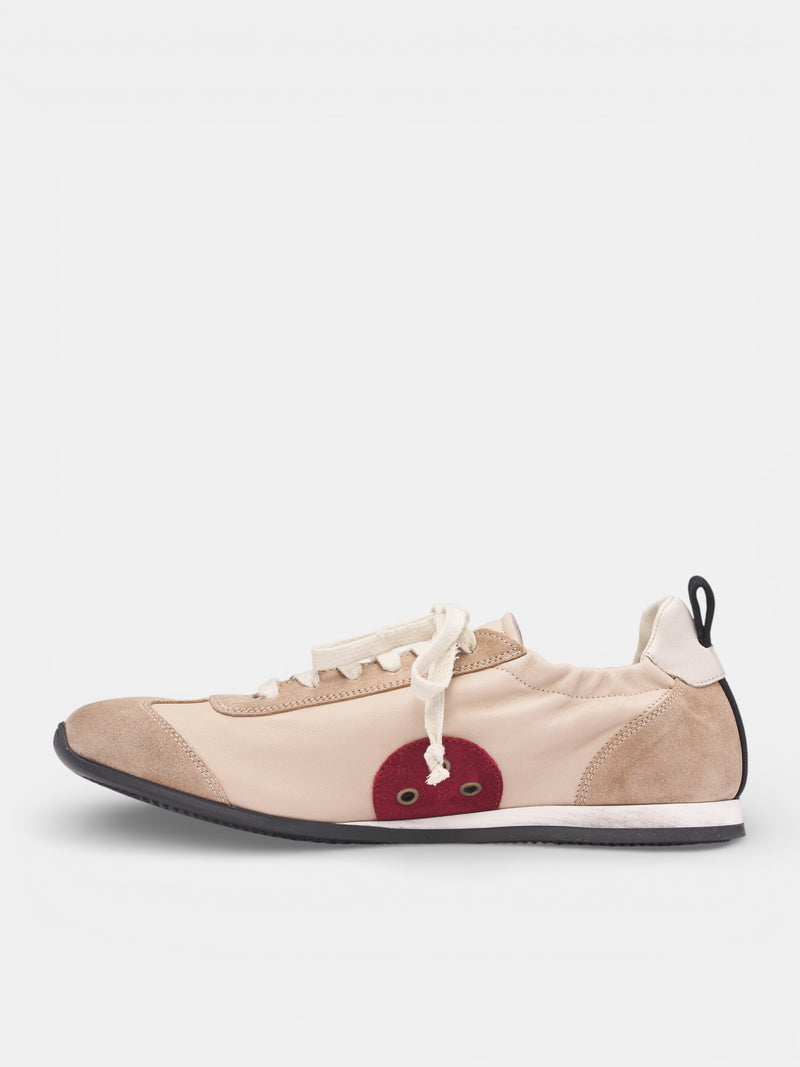 White Leather & Suede Low Sneakers (US9587-UW102-DIRTY-WHITE)