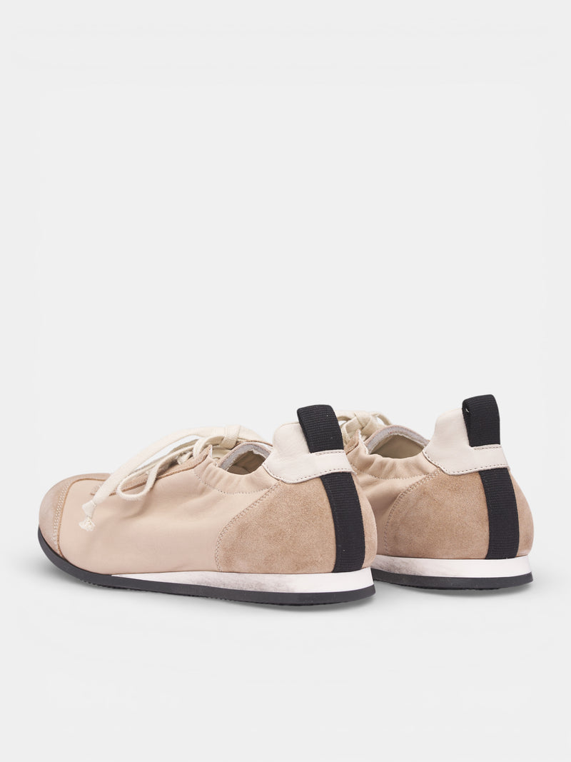 White Leather & Suede Low Sneakers (US9587-UW102-DIRTY-WHITE)