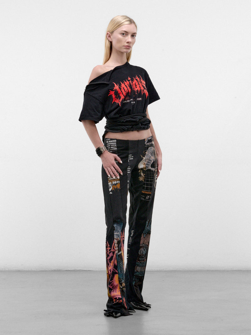 Black Cropped Drape Graphic Top (USD-TS-TOP-BLACK)