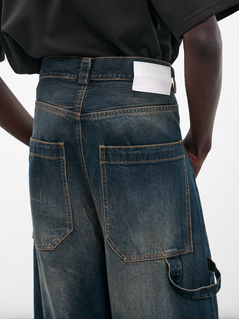 Baggy Tartan Panel Denim Jeans (UW23DF25-DENIM)