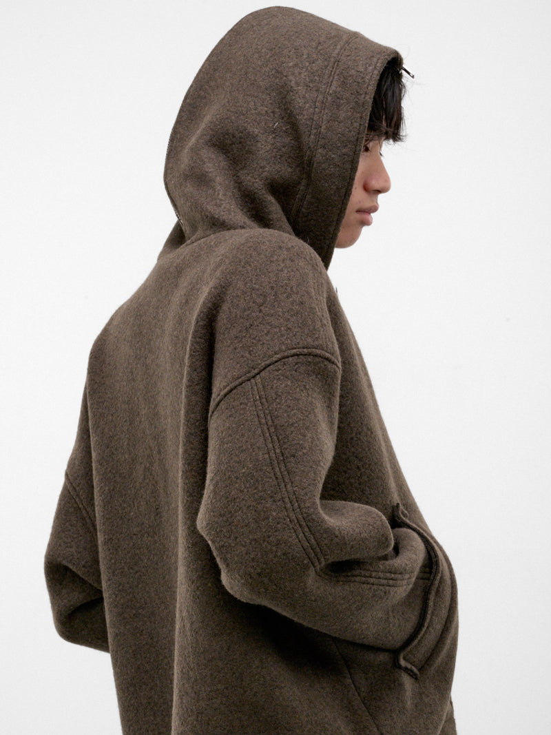 Military Green Wool Zip Hoodie (UW31F26-MILITARY-GREEN)