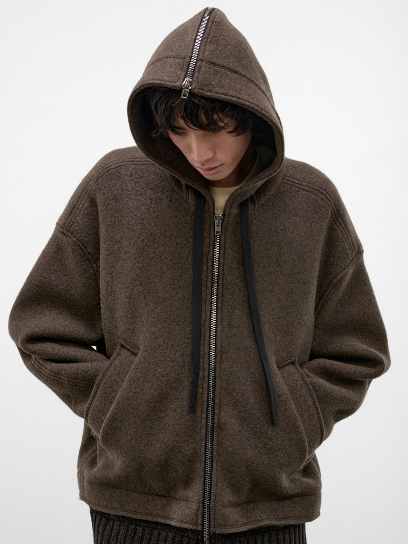 Military Green Wool Zip Hoodie (UW31F26-MILITARY-GREEN)