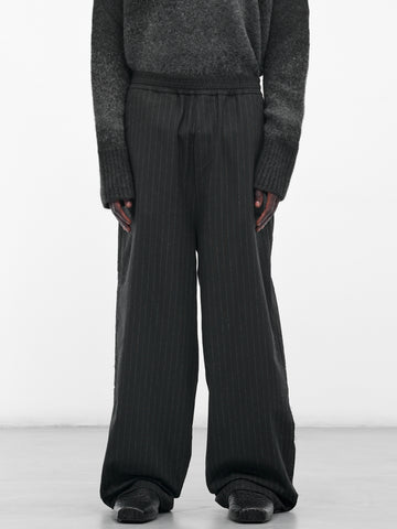 Black Pinstripe Elasticated Baggy Trousers (UW42F25-BLACK)