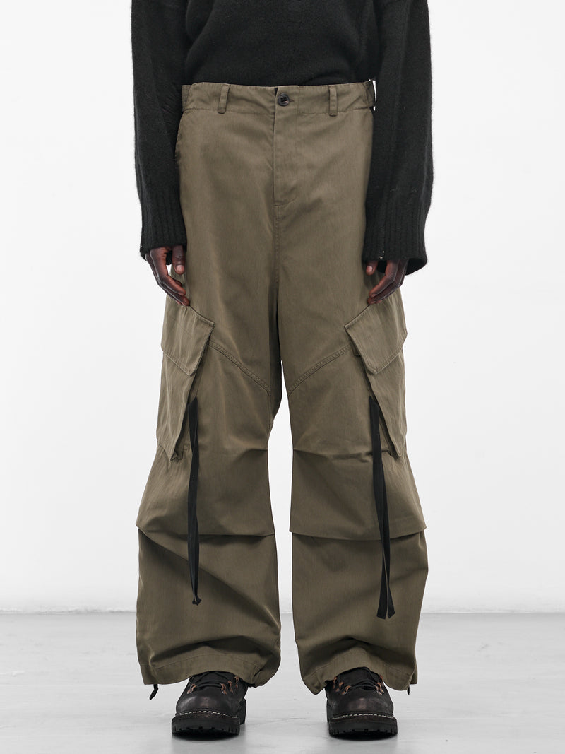 Green Technical Baggy Cargo Pants (UW72F25-MILITARY-GREEN)