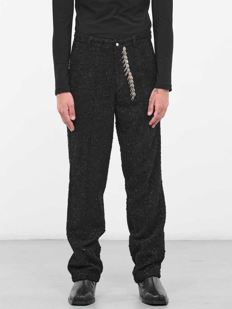 Zip Puller Glitter Trousers (V05-BLACK)