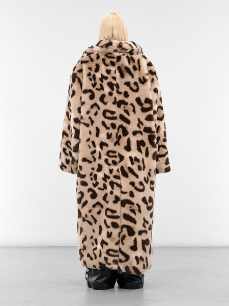 XLサイズワコマリアLEOPARD FAUX FUR MA-1 Oversized Leopard Print Fur Coat (VAQ10C001-BROWN-LEOPARD)