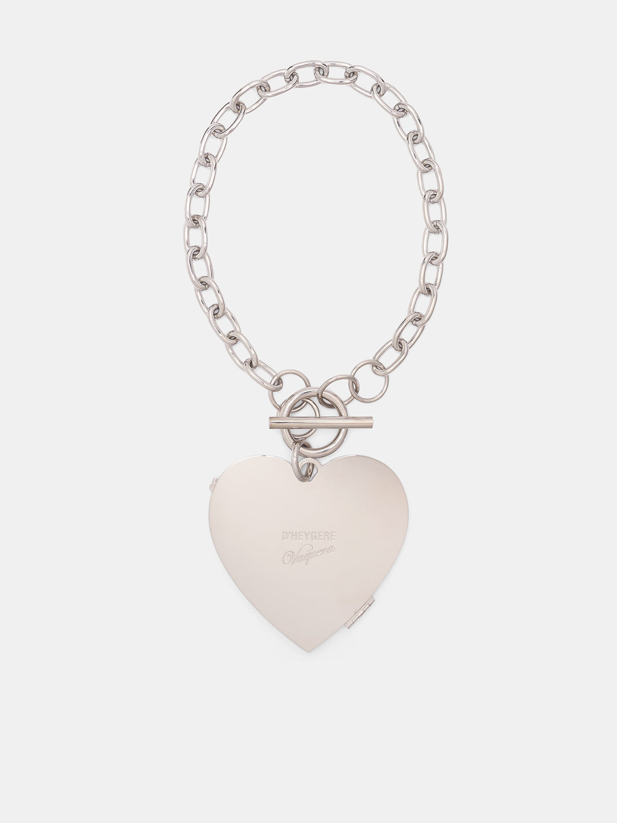 D'Heygere Oversized Heart Locket Necklace (VAQ10K802-SILVER)