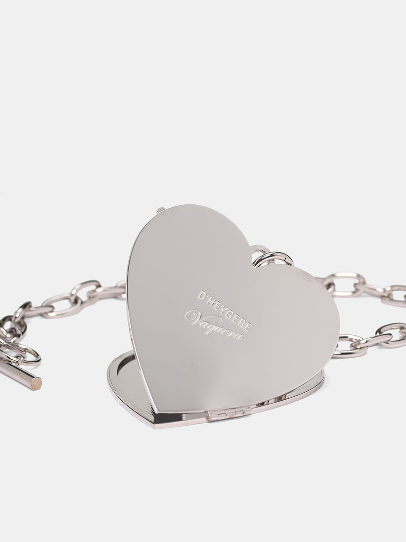 D'Heygere Oversized Heart Locket Necklace (VAQ10K802-SILVER)