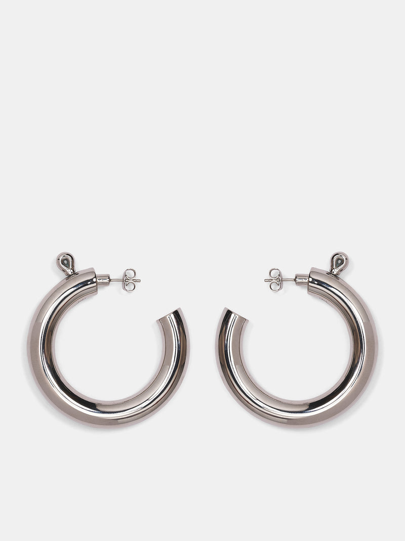 D'Heygere Spring Clasp Hoop Earrings (VAQ10K803-SILVER)