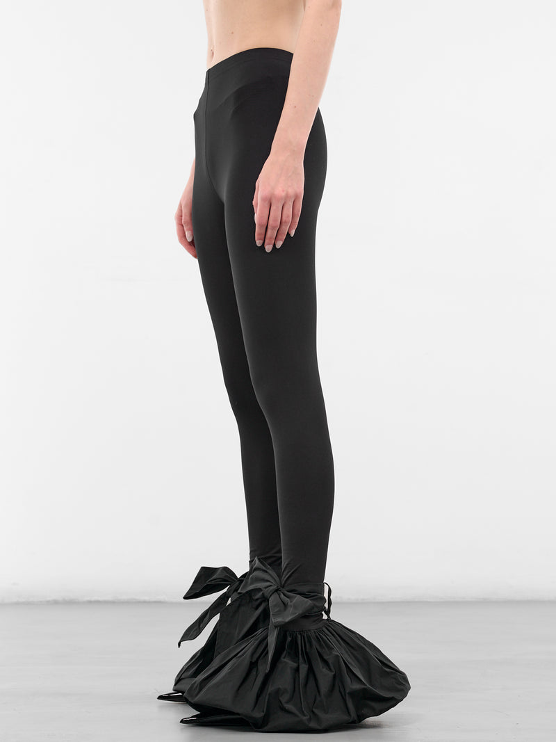 Black Nylon Flared Bow Leggings (VAQ10P101-BLACK)