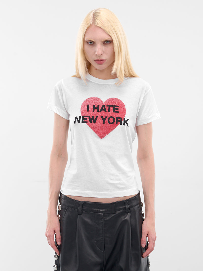 White 'Hate NY' Graphic Tee (VAQ10T004-WHITE)