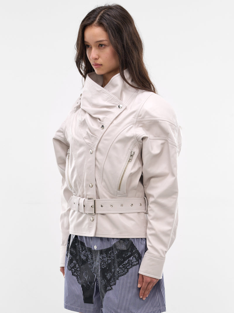 White Leather Bombshell Moto Jacket (VAQ11J004-OFF-WHITE)
