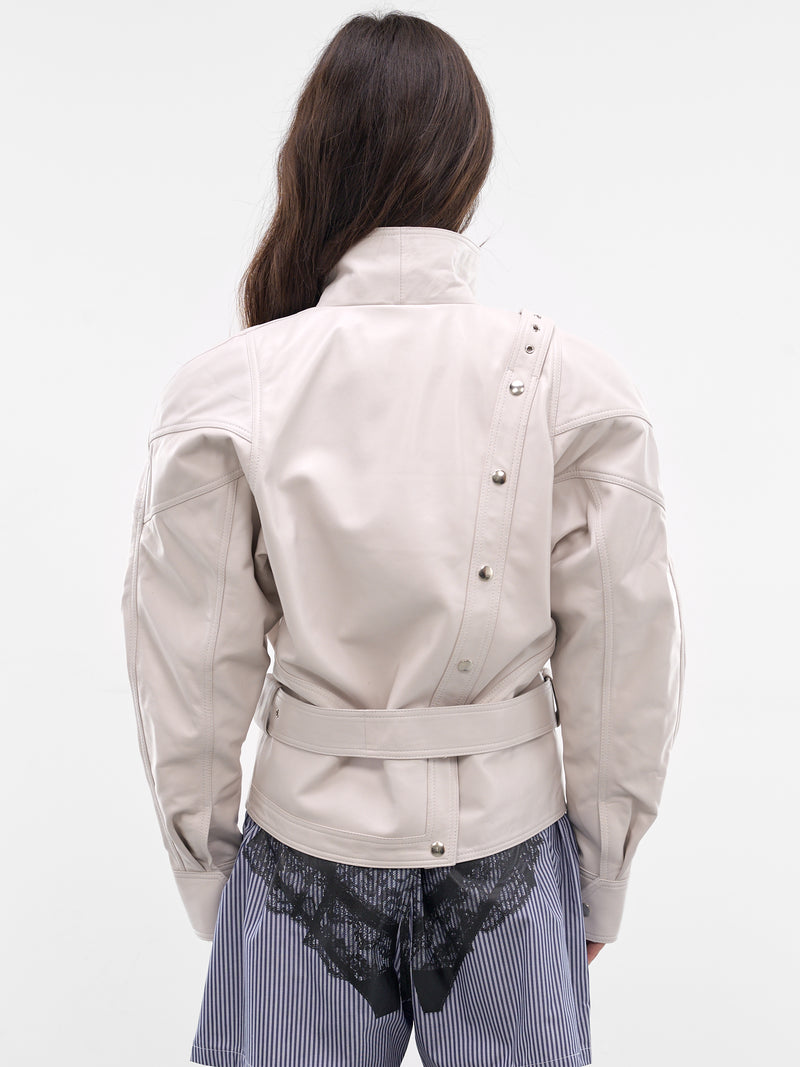 White Leather Bombshell Moto Jacket (VAQ11J004-OFF-WHITE)