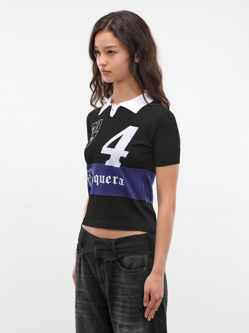 Black Slim Rugby Polo (VAQ11N004-BLACK)