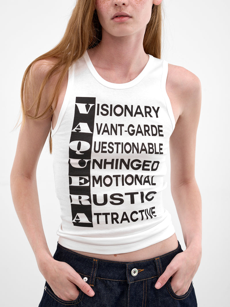 White Cotton Acrostic Logo Tank (VAQ11T024-WHITE)