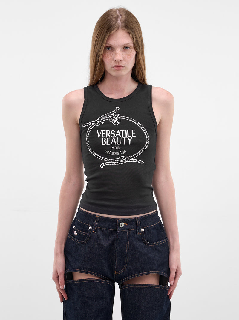 Black Cotton Versatile Beauty Tank (VAQ11T025-BLACK)