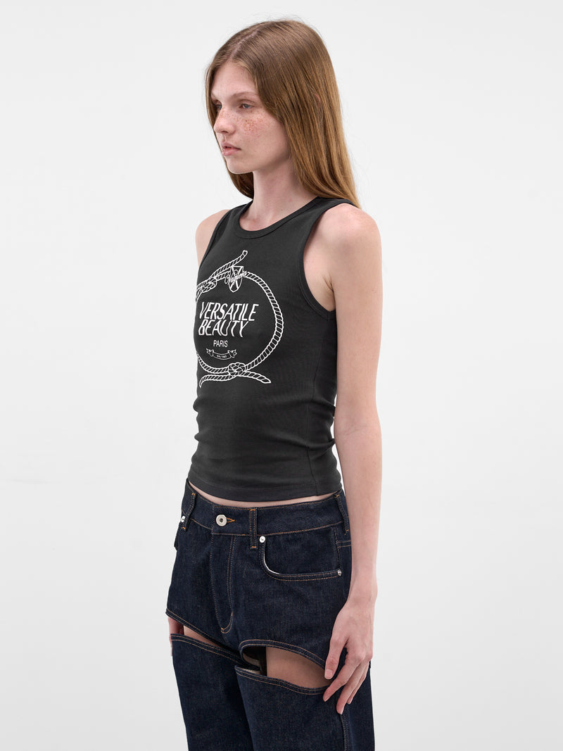 Black Cotton Versatile Beauty Tank (VAQ11T025-BLACK)