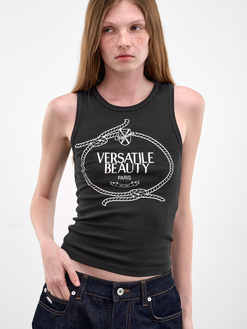 Black Cotton Versatile Beauty Tank (VAQ11T025-BLACK)