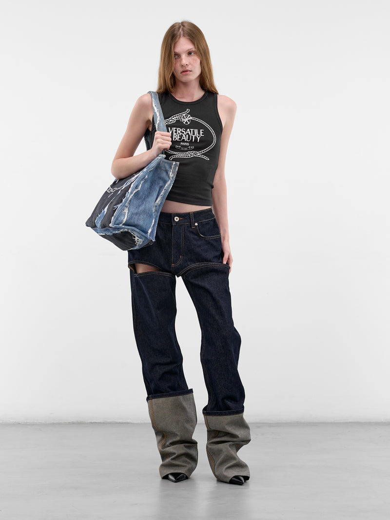 Black Cotton Versatile Beauty Tank (VAQ11T025-BLACK)