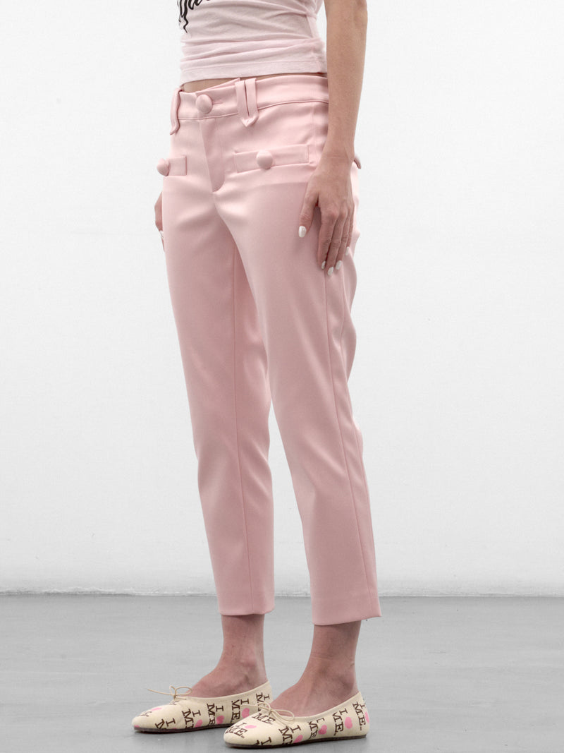 Pink Satin Cigarette Trousers (VAQ12P010-PINK)