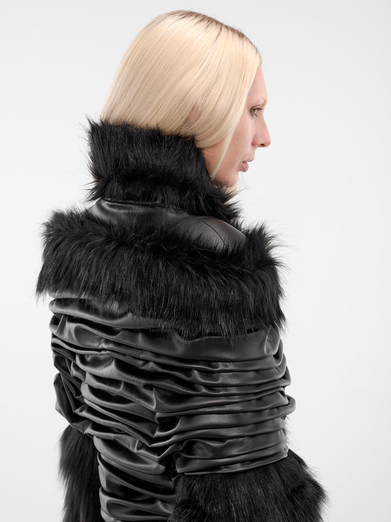 Venus Faux Fur & Leather Coat (VENUS-FAUX-FUR-BLACK)