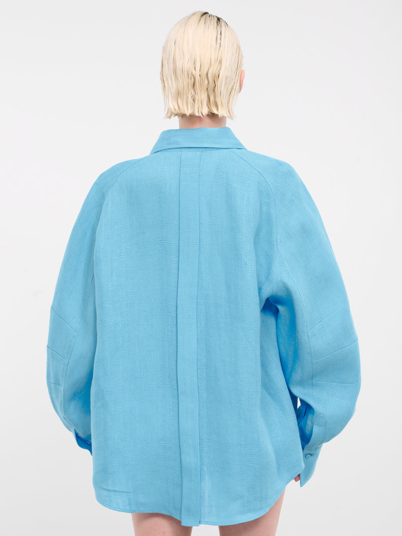 Linen Canvas Shirt (VEWY60011A-VYE060-TURQUOISE-AQ)