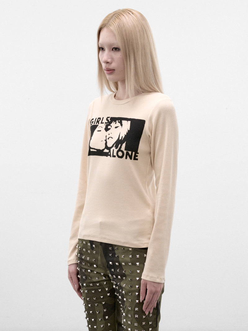 White Girls Alone Long Sleeve (VINTAGE-LS-GIRLS-ALONE-BEIGE)