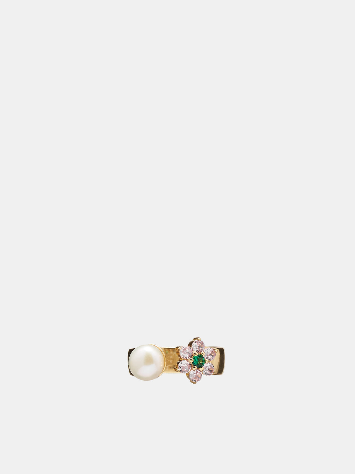 Flower & Pearl Ring (VJ-FR-013-YELLOW-GOLD)