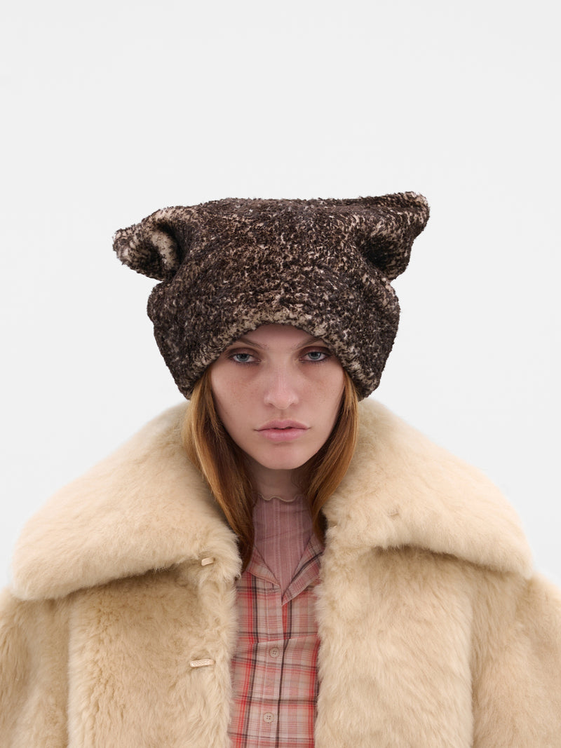 Gray Oversized Lamb Shearling Hat (VOXH0GRM-GREY-MARL)
