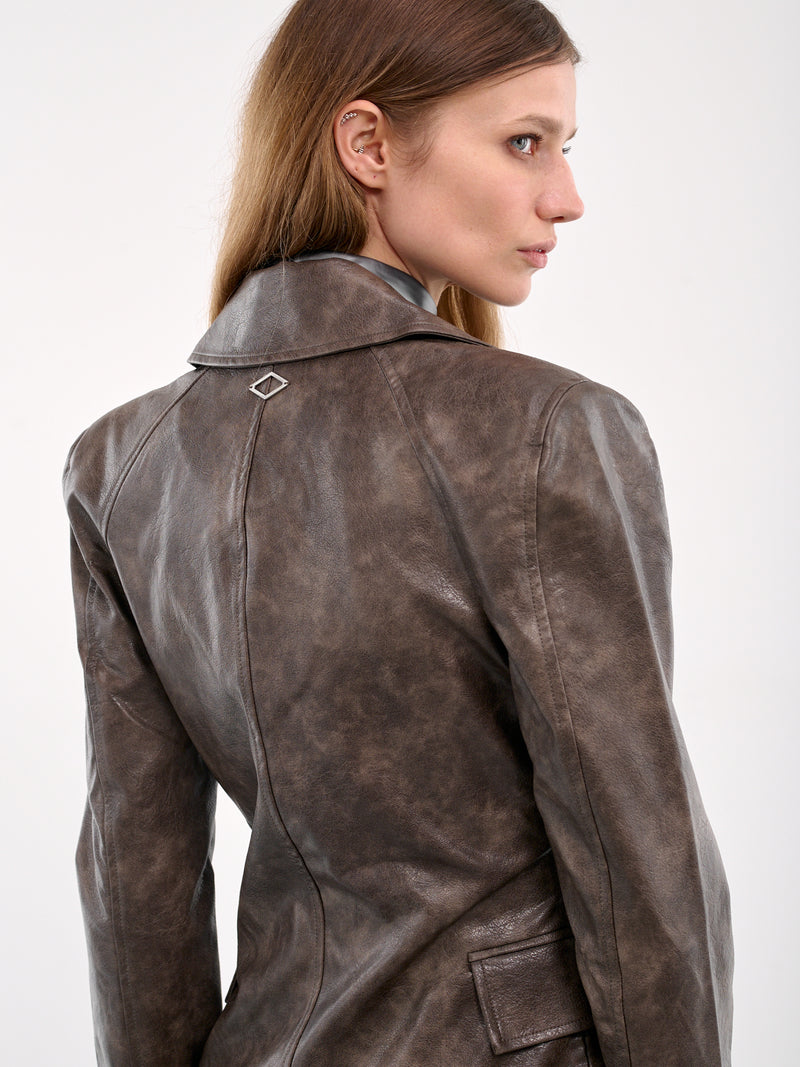 Faux Leather Coat (W-134492-WARM-BROWN)