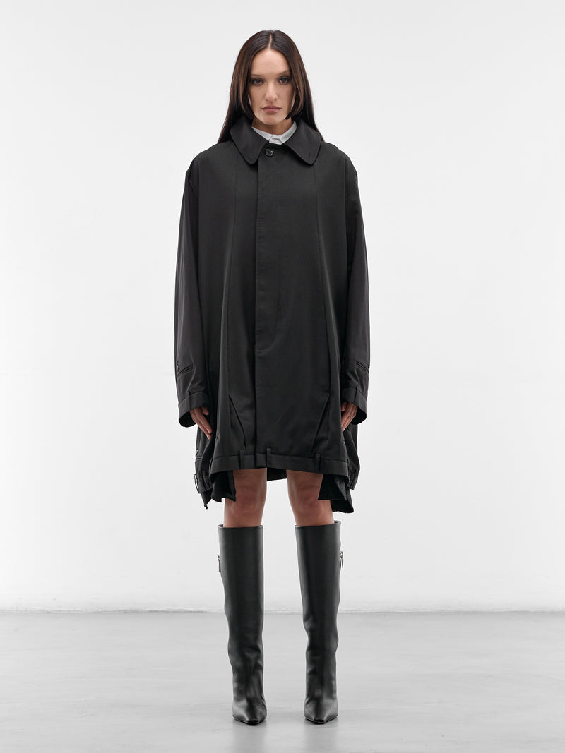 Black Deconstructed USD Trench Coat (W25960702-BLACK)