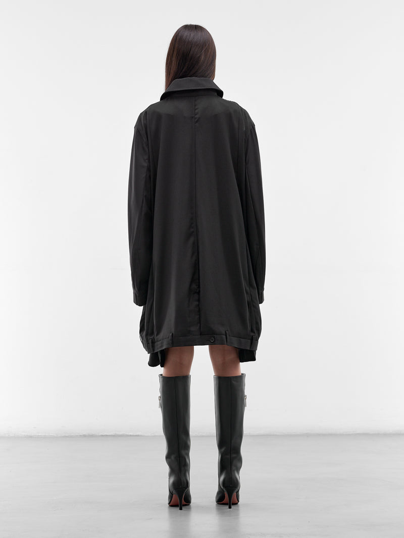 Black Deconstructed USD Trench Coat (W25960702-BLACK)