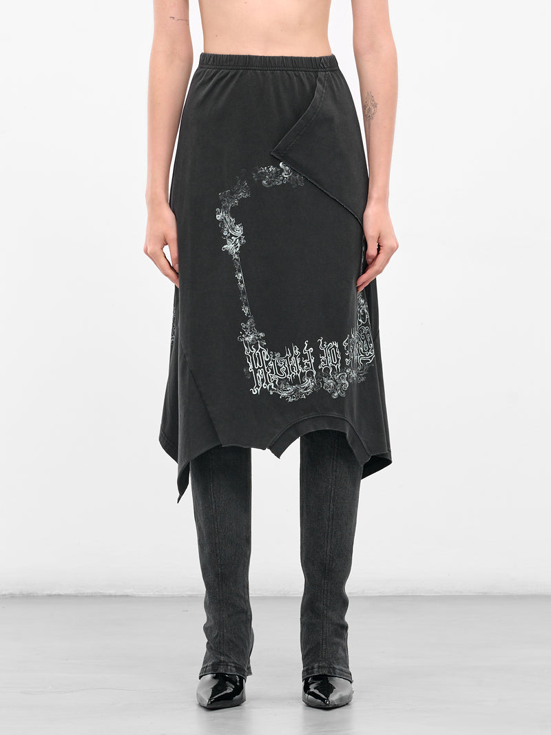 Black Deconstructed Graphic T-Shirt Skirt (WCF76SK690M-WASHED-BLACK)