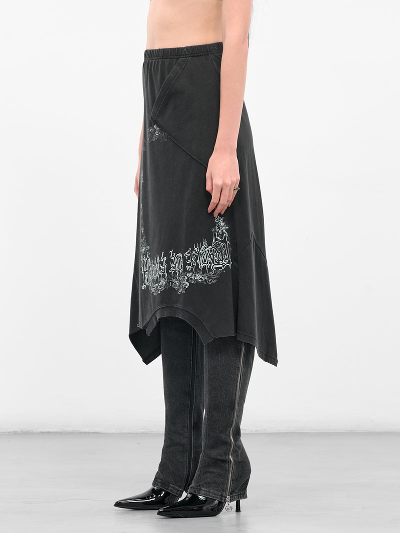 Black Deconstructed Graphic T-Shirt Skirt (WCF76SK690M-WASHED-BLACK)