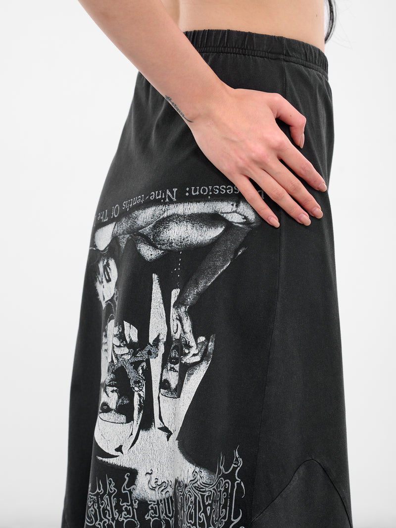 Black Deconstructed Graphic T-Shirt Skirt (WCF76SK690M-WASHED-BLACK)