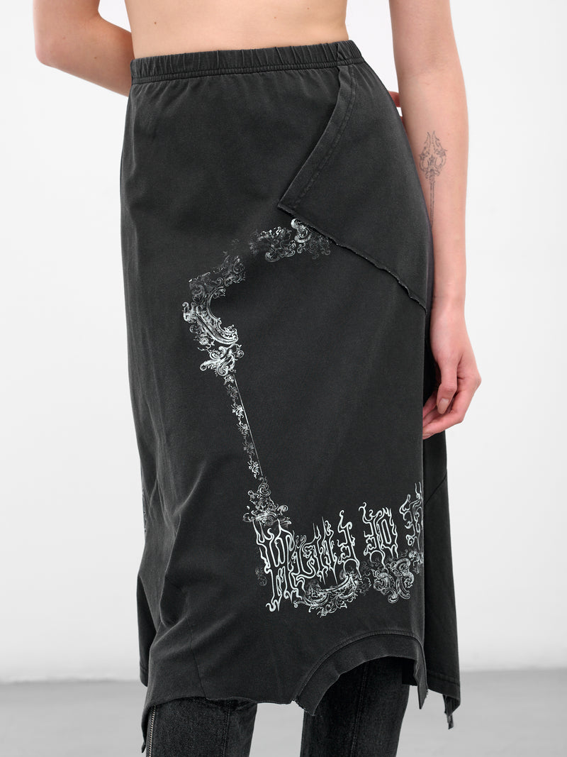 Black Deconstructed Graphic T-Shirt Skirt (WCF76SK690M-WASHED-BLACK)