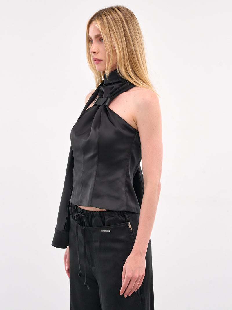 Deconstructed Shirt Detail Blouse (WD-BL1-25-125-BLACK)
