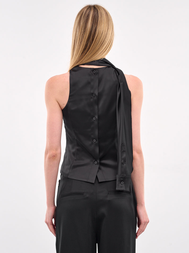 Deconstructed Shirt Detail Blouse (WD-BL1-25-125-BLACK)