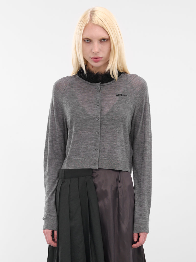 Gray Fur Collar Knit Cardigan (WD-KC3-25-602-W-GY-GREY)