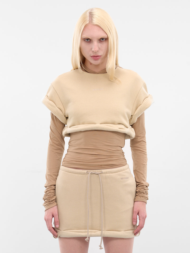 Beige Layered Rolled-Up Hoodie (WD-TH3-25-830-WBG-BEIGE)
