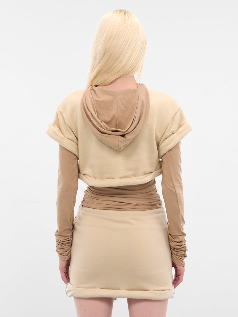 Beige Layered Rolled-Up Hoodie (WD-TH3-25-830-WBG-BEIGE)
