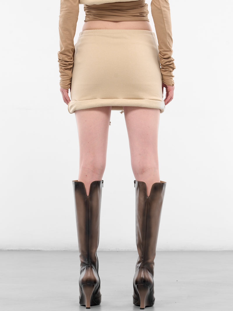 Beige Rolled-Up Mini Skirt (WD-TK3-25-860-WBG-BEIGE)