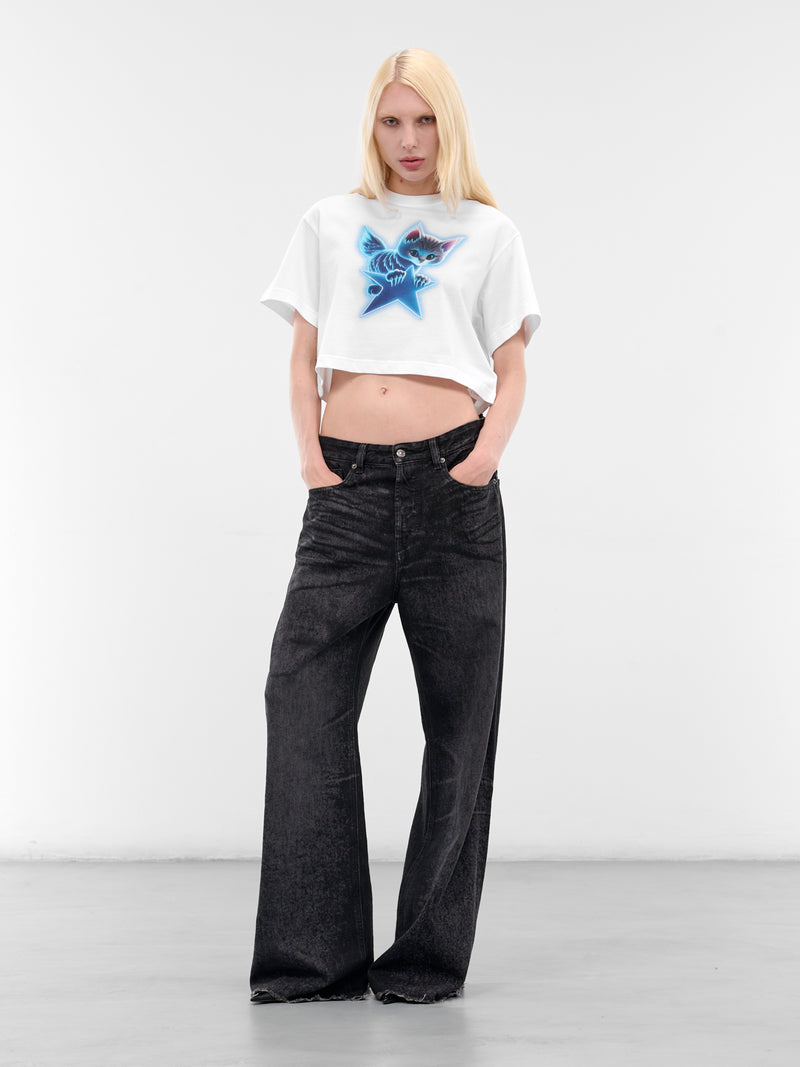 White Graphic Cropped Boxy Tee (WD-TT3-25-741-WWH-WHITE)