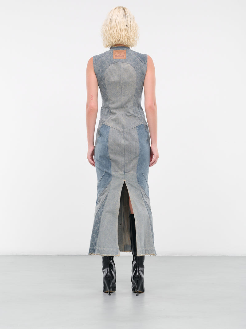 Regenerated Denim Evening Dress (WDR048-UDEN0002-GR30-GRAY)