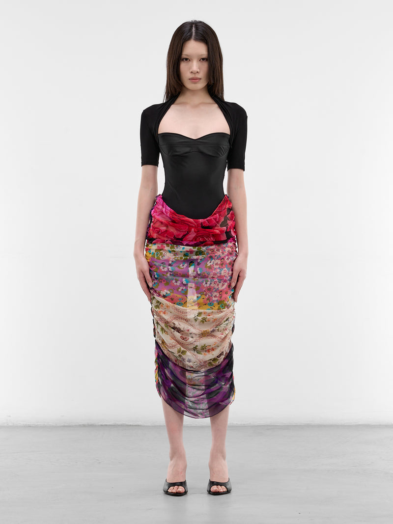 Jersey & Silk Scarves Midi Dress (WDR438ACJER0022-BLACK)