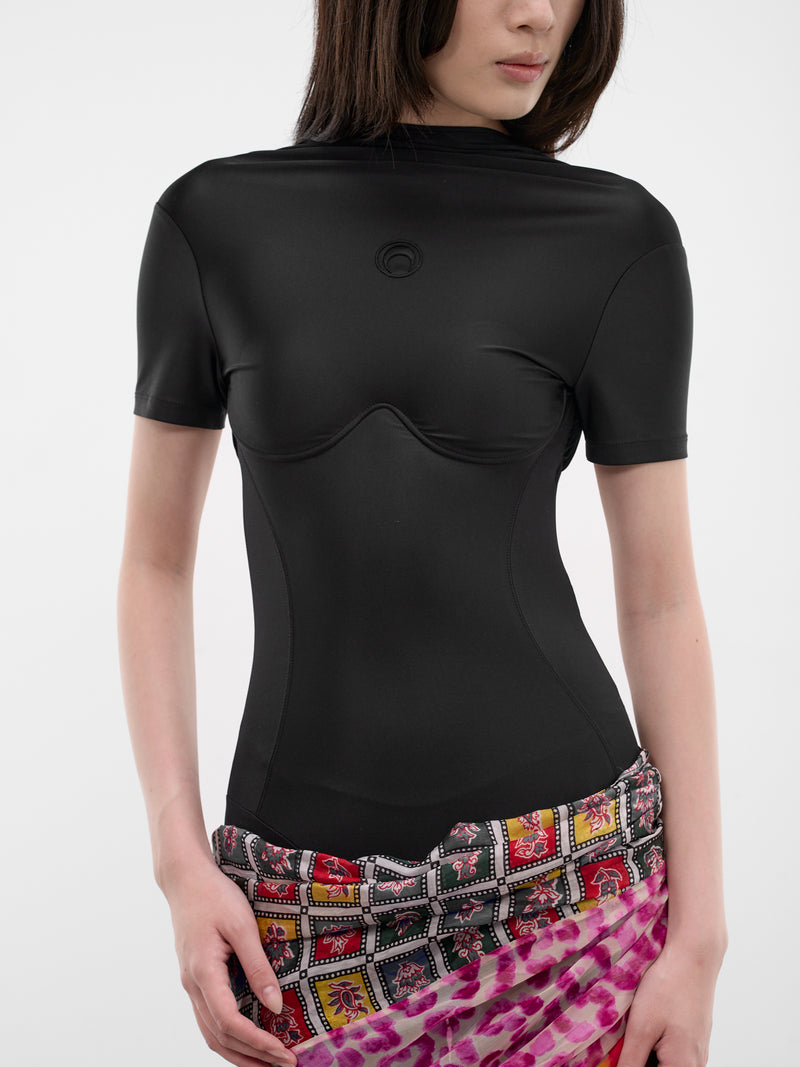 Jersey & Silk Scarves Mini Dress (WDR457ACJER0022-BLACK)